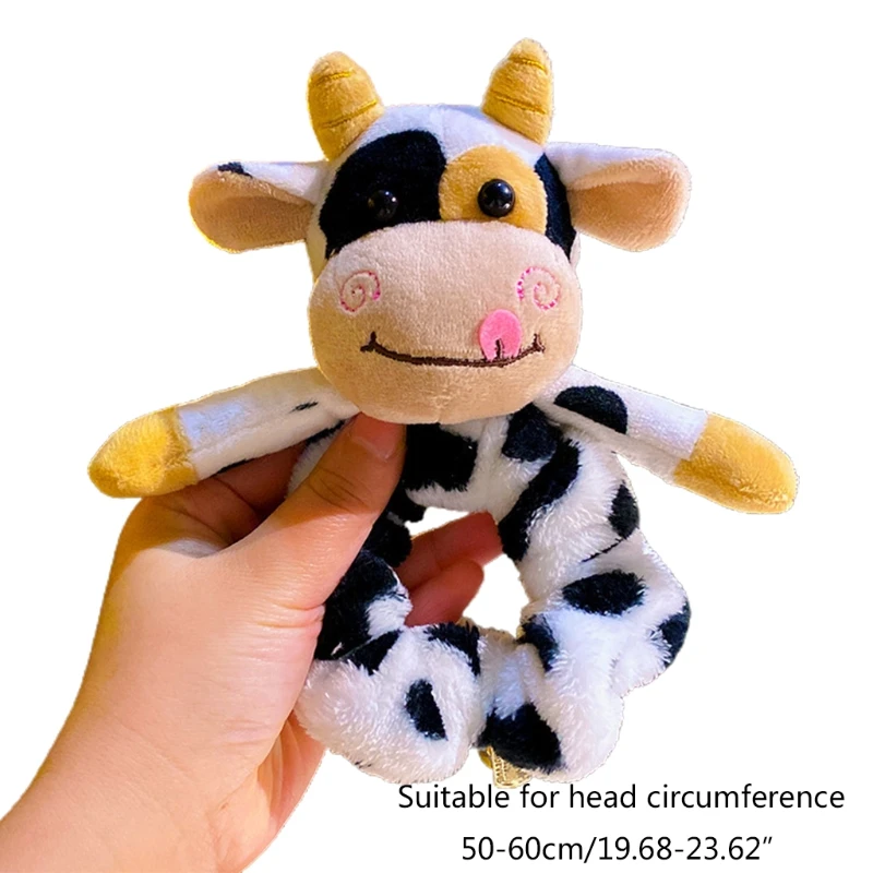 

2021 New Hair Bands for Cartoon Cow Headwear Velvet Hair Scrunchie Elastic Hair Ties