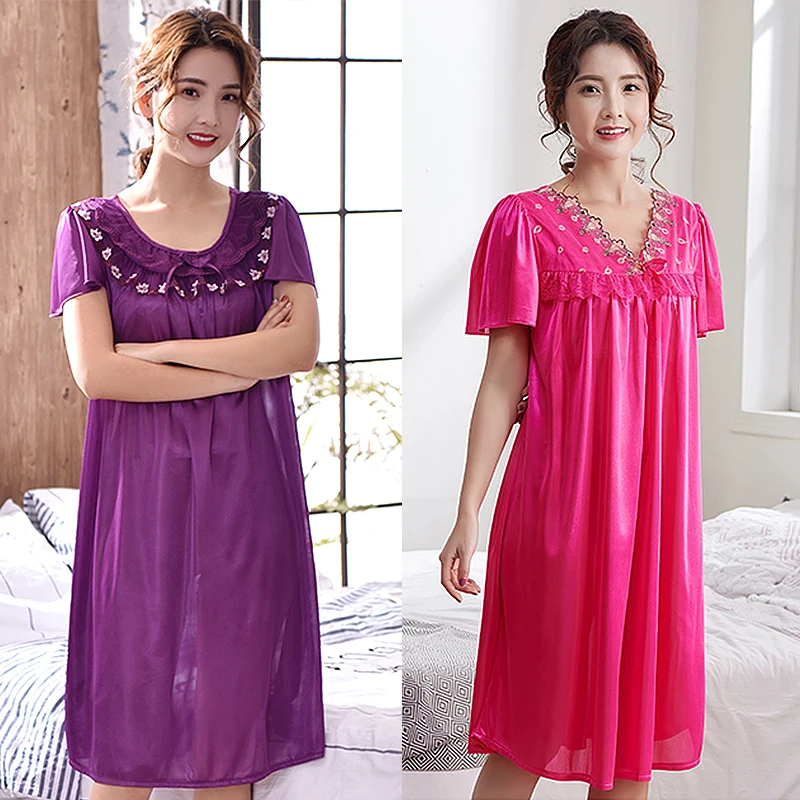 Oversize 5XL Sexy Lingerie Lace Night Dress Women's Nightie See Through Sexy Sleepwear V Veck Summer Ladies Nightgown Sleep Tops