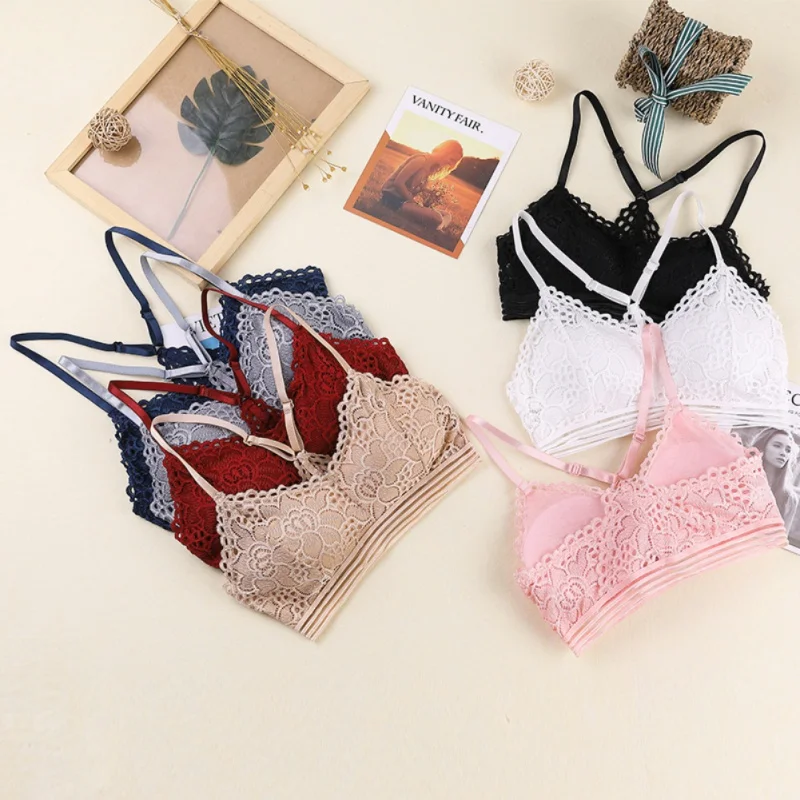 

Women Bra Lace Seamless Brassiere Lingerie Wire Free Pad Intimates Camisole Female Wrapped Chest Underwear