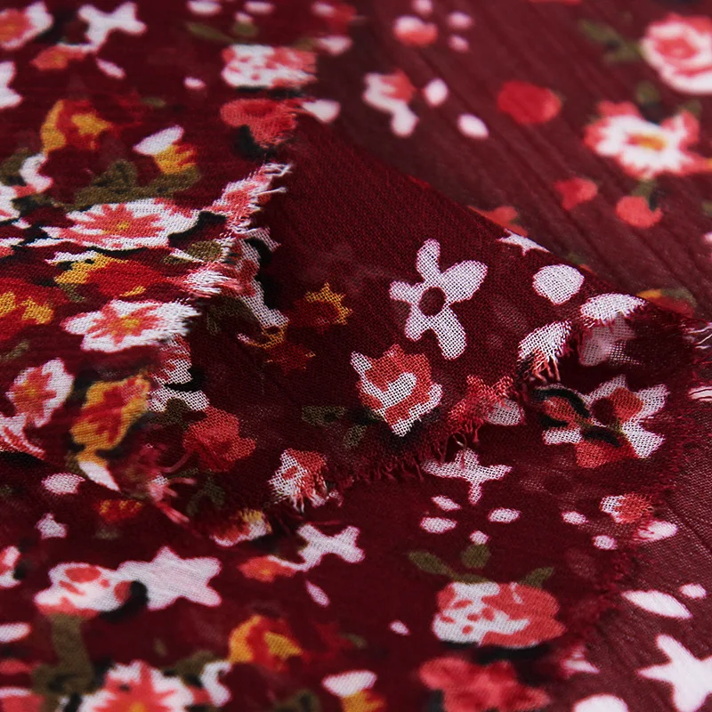 

75D Chiffon Crepe Printed Polyester Small Floral Chiffon Fabric DIY Fashion Top Dress Fabric