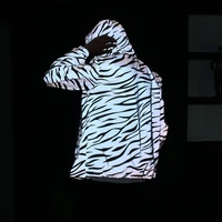 reflective zebra striped jacket men and women casual double fluorescent trench coat student couple jacket youth jacket