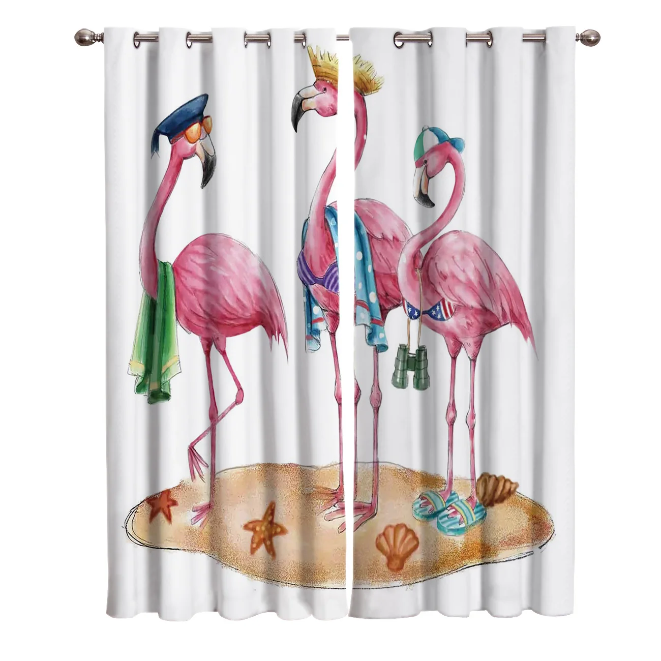 Скандинавские Мультяшные занавески фламинго для спальни кухни домашний декор