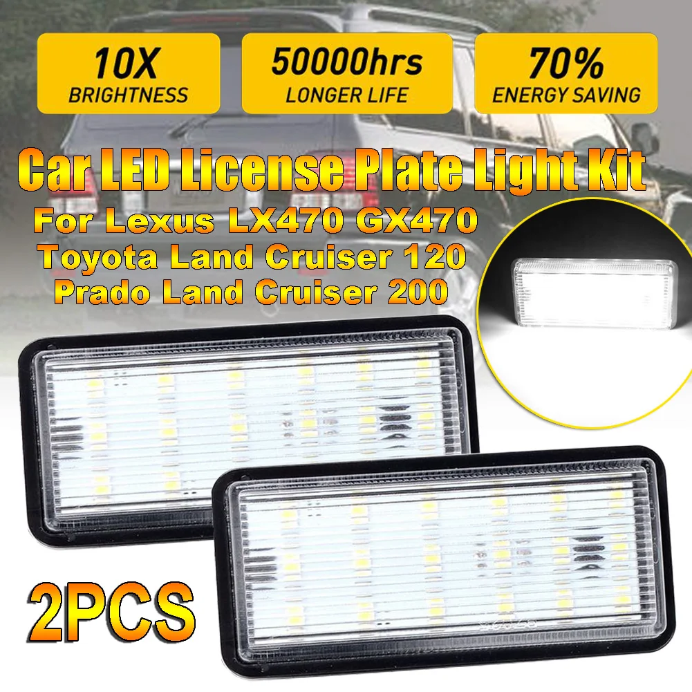 

SUHU 2Pcs Car LED Number License Plate Lights 12V for Toyota Land Cruiser Prado 120 Land Cruiser 200 Lexus LX470 570 Error Free