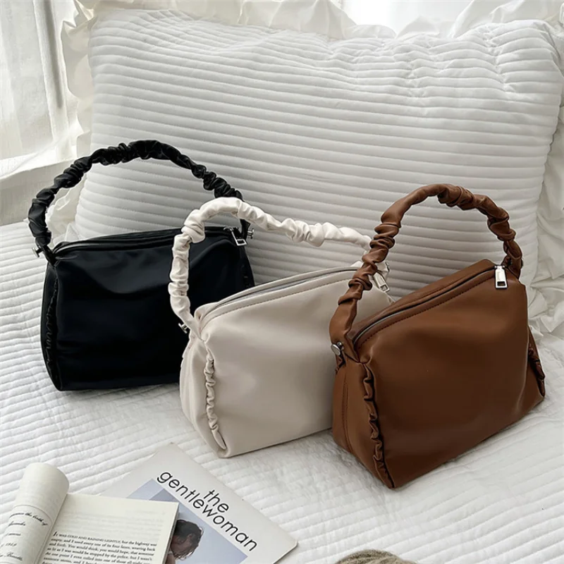 

Women's bag fashion handbag soft PU women's One Shoulder Messenger Bag Fashion pleated small square bag