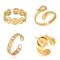 chain ring stainless steel ring for women rings punk charms open ring gold round snake ring jewelry gift