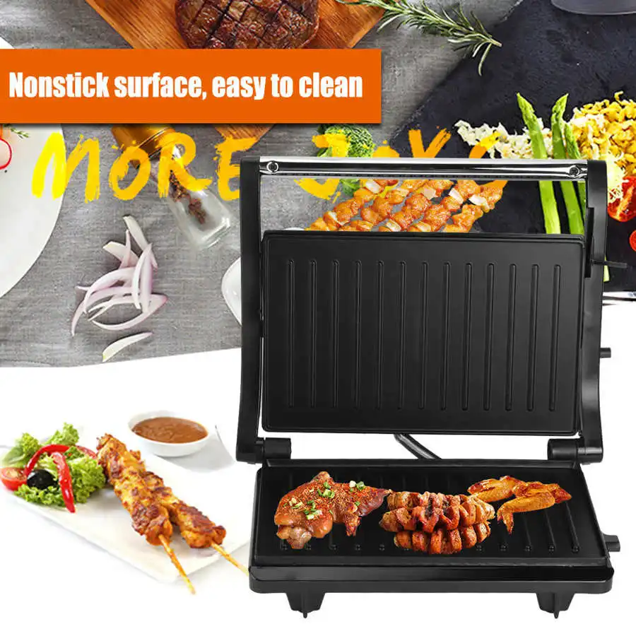 electric bbq grill machine smokeless barbecue steak grilled pan electric hotplate sandwich maker panini breakfast machine free global shipping