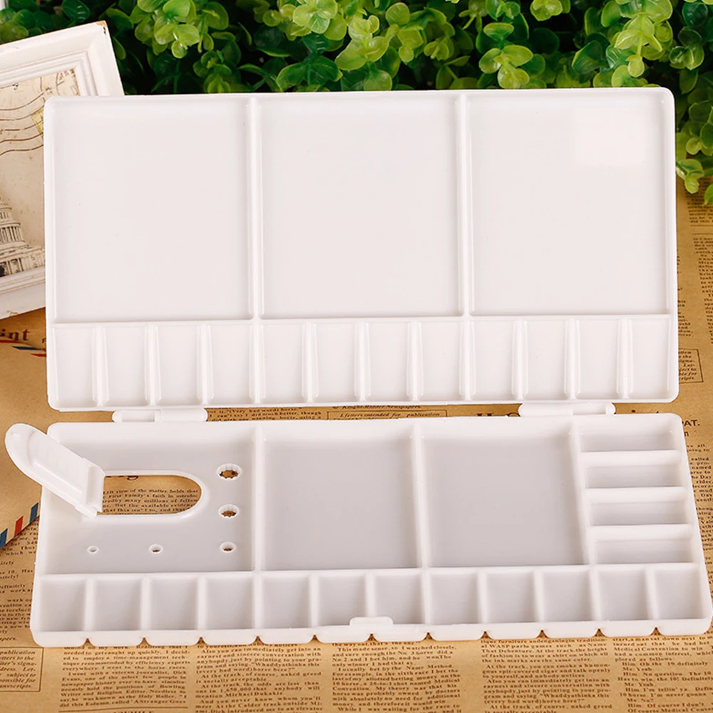 

33 Grid Gouache White Plastic Foldable Paint Palette Tray Empty Professional Painting Finger Hole Art Supplies Watercolor Tool