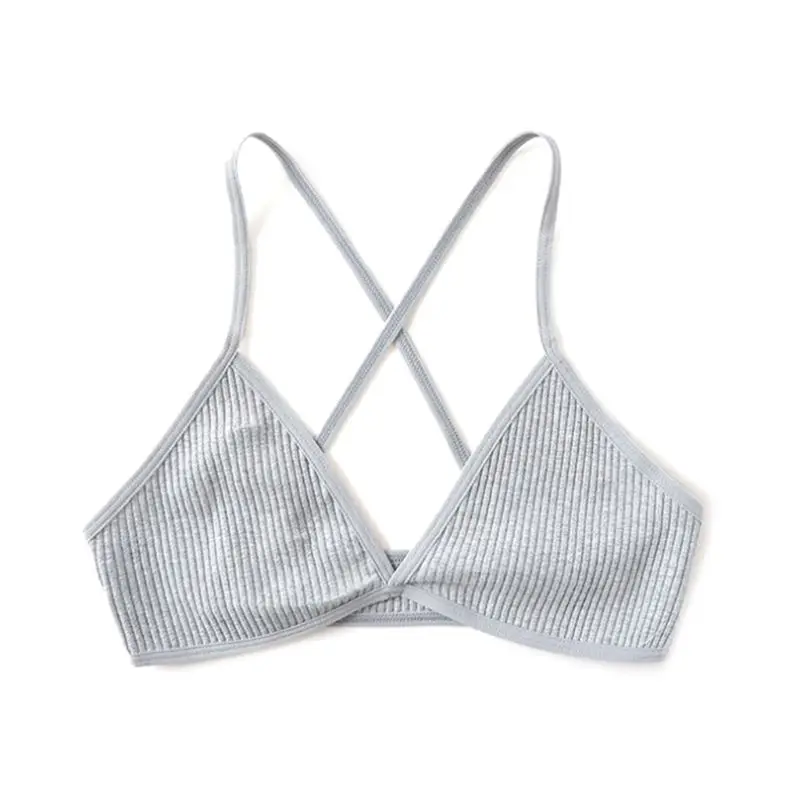 Women Ultra Thin Bralette Sexy V-Neck Criss Cross Beauty Back Ribbed Knit Bra X3UE