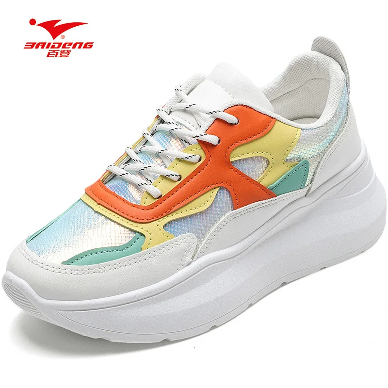 Женские кроссовки оранжевого цвета Baideng удобные на платформе увеличивающие рост