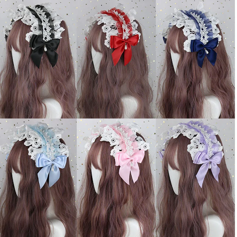 

Soft Girl Lolita Hairband Lace Hairpin Sweet KC Bowknot Handmade Hair Ornaments Japanese Barrettes Cute Headdress