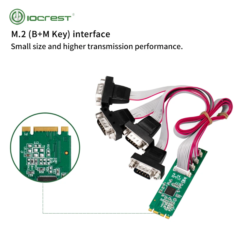 IOCREST добавить на карту M.2 ngff b Ключ и m ключ к 4 портам RS232 db9 карта mutil-последовательный порт контроллера