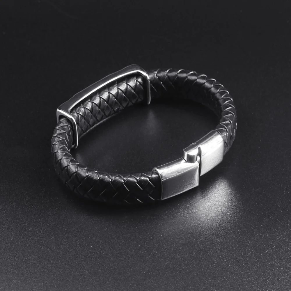 FIREBROS Magnetic Stainless Steel Angel Wing Skull Charm Genuine Leather Bracelet Chunky Exaggerated Men Retro Punk Jewelry Gift | Украшения