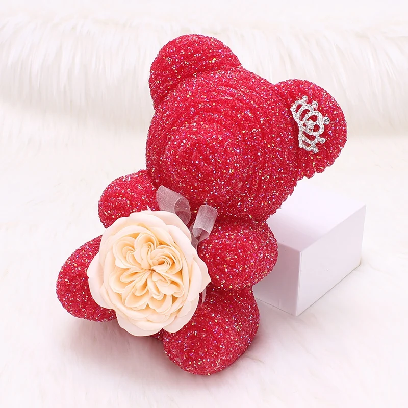 

Crystal Diamond Rose Bear Emulated Flower Immortal Flower Cartoon Bear Birthday Wedding Party Gift Rose Bear