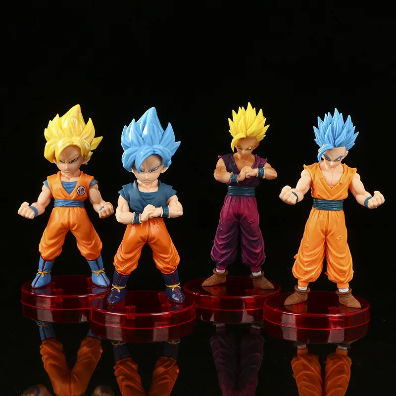 4 шт./компл. Dragon Ball Z Son Goku Vegeta Action Мини фигурка аниме Super Saiyan фигурки Детские