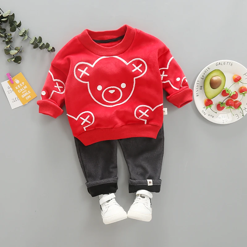 New Winter Baby Boys Girls Clothes Suit Children Thicken Warm T-Shirt Pants 2 Piece Set Toddler Fashion Costume Kids Tracksuits | Детская