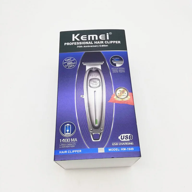 USB with box Kemei 1949, профессиональная машинка для стрижки волос, полностью металлическая, Мужская электрическая Беспроводная Машинка для стрижки волос 0 мм - Цвет: USB with box