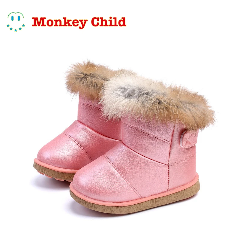 

New products Kids Boots Children's Rubber Boots Winter Children Thicken Plush Snow Boots Child Warm Leather Short Baby Infant