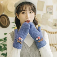 students full finger touch screen plus velvet padded gloves winter ladies ball mitten woolen to keep warm gloves wholesale