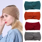 Повязка для волос с перехлёстом женская, Модный Эластичный тёплый ободок из шерсти, удобный зимний аксессуар для волос