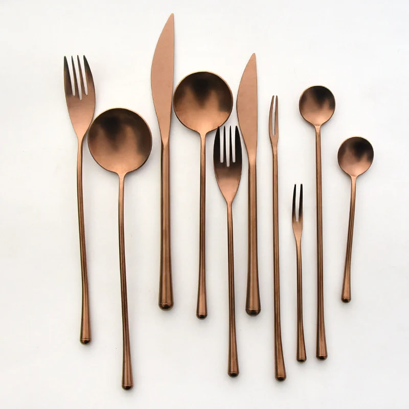 

304 Stainless Steel Retro Silver Rosegold Flatware Kitchen Western Cutlery Set Steak Coffee Dessert Vintage Fork Tableware