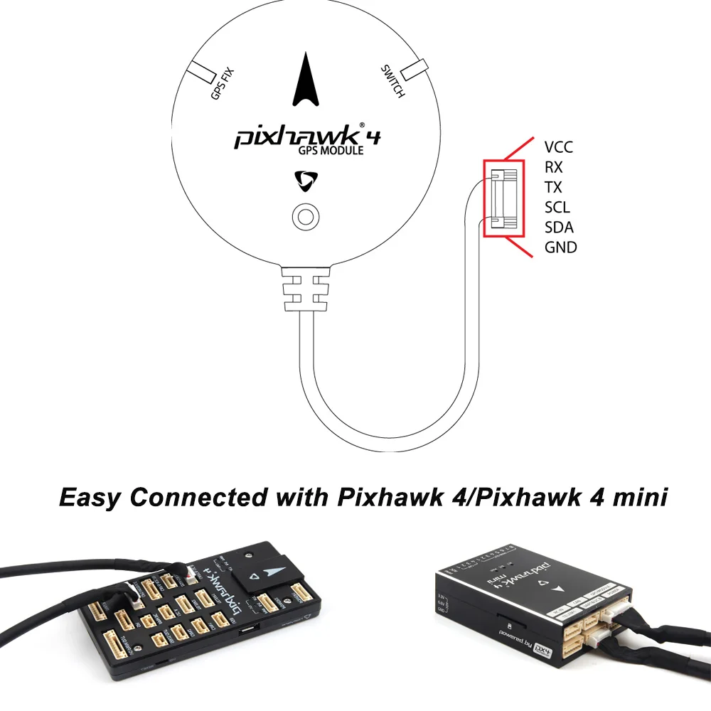 HolyBro Контроллер полета Pixhawk 4 M8N GPS модуль с компасом Светодиодный индикатор для