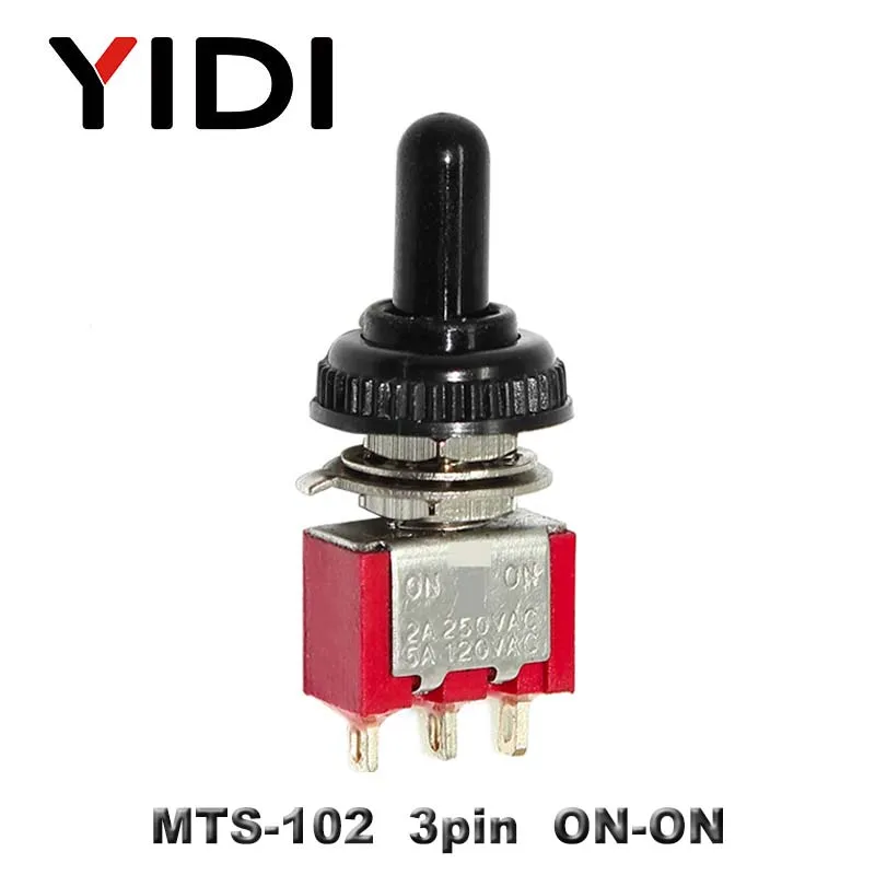 MTS-102 Red 6A 125VAC мини 6 мм МТС 102 103 202 203 302 303 402 403 рычажный Переключатель ВКЛ/ВЫКЛ SPDT DPDT on off на 3PDT с водонепроницаемой крышкой - Цвет: MTS-102 Red