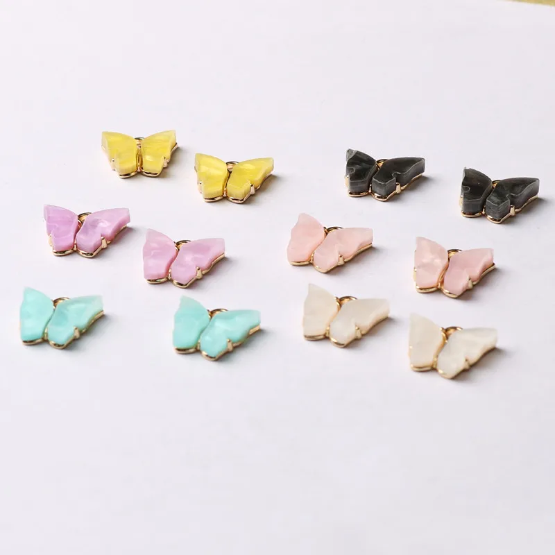 10 шт./лот трендовые акриловые подвески в виде бабочек из сплава милые DIY Подвески