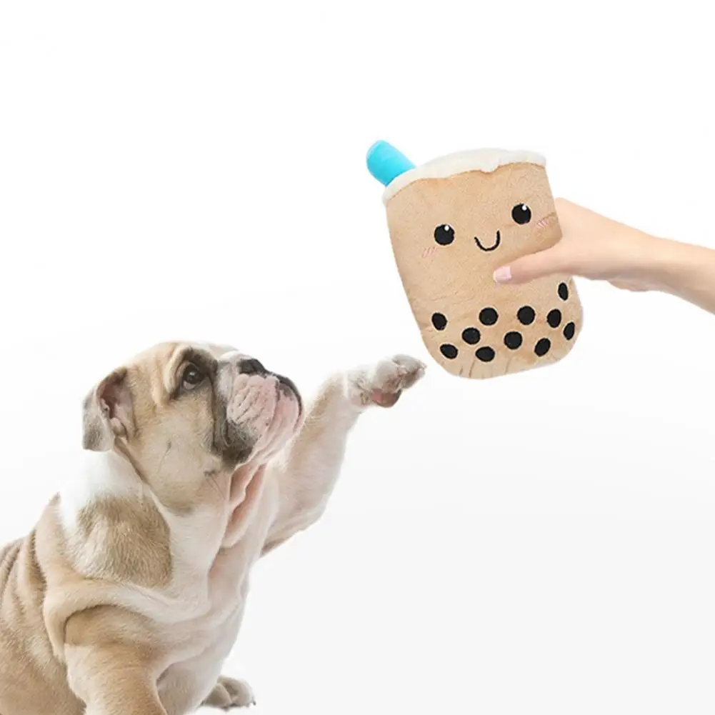 Игрушка-моляр для домашних животных, игрушка в форме молочного чая, плюшевая интерактивная игрушка-пищалка для щенка
