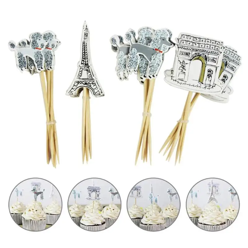 24 шт. Париж Эйфелева башня кекс Топпер выбор Свадьба День Рождения Кекс украшения