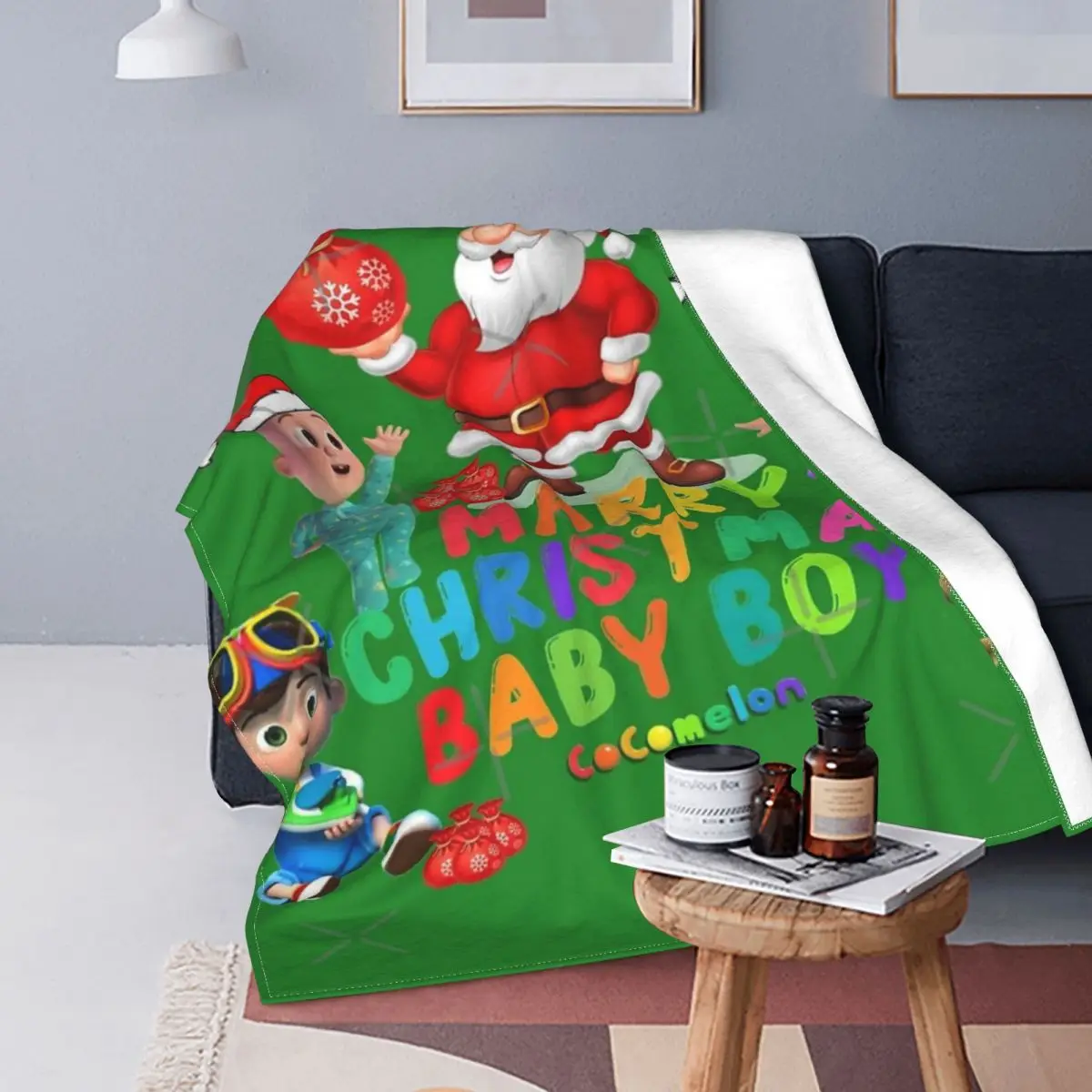 

Cocomelon de Navidad para niños, colección de 6 mantas, colcha para cama, sofá a cuadros, manta de Anime, manta Kawaii