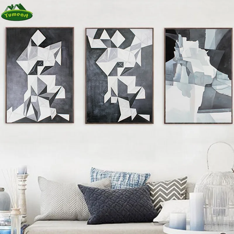 Абстрактные Геометрические черно-белые картины на холсте уникальные подарки