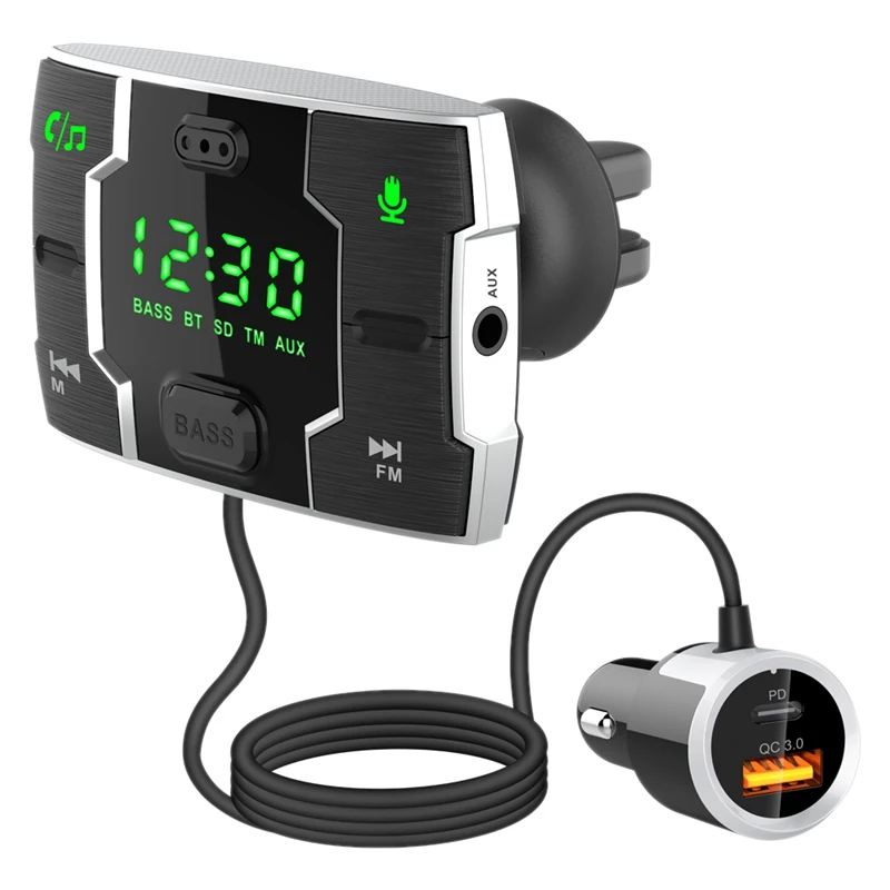 

NEW-Car Bluetooth Player Dual USB Charger Wireless Handsfree Car Kit Adapter Support Card USB Drive Fast Charge Multimedia