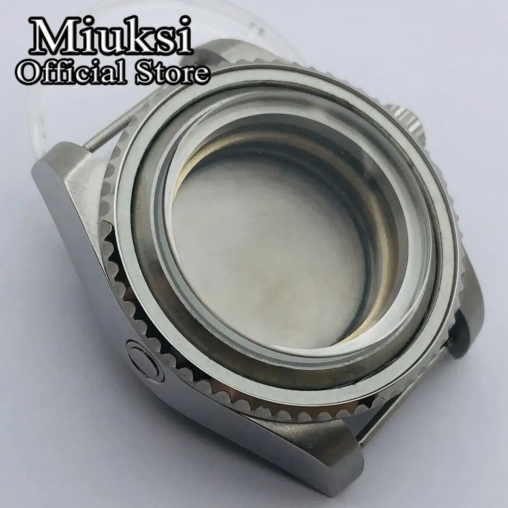 

Miuksi 44mm silver watch case sapphire glass fit NH35 NH36 ETA2824 2836 Miyota 8205 8215 Mingzhu DG2813 3804 PT5000 movement