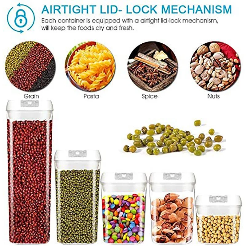 

Sealed Food Storage Container,Plastic Grain Containers with Easy-Locking Lids for Storage Of Kitchen Storage Rooms