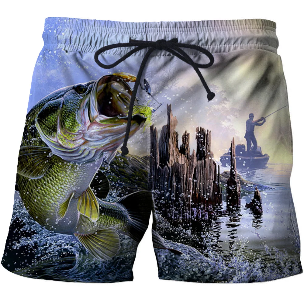 

2021 New Fashion 3D Fishing Printed Board Shorts Men Ocean Fish Beach Shorts for Male Summer Sport Surfing Shorts men clothing