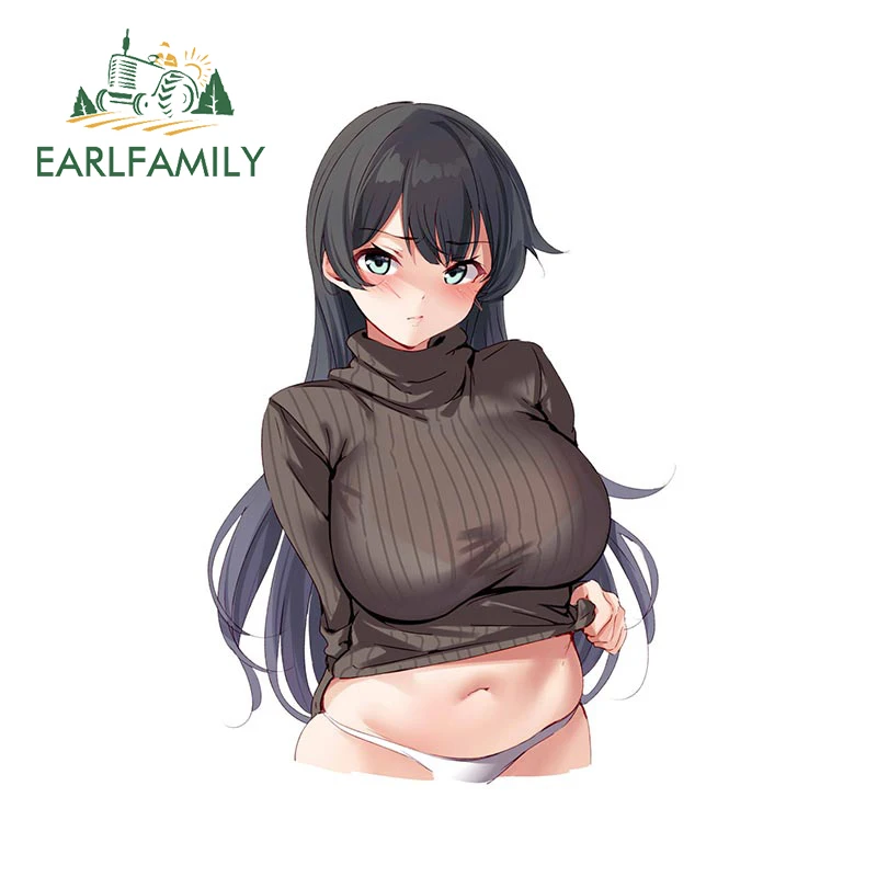 

EARLFAMILY 13cm x 9.3cm for Half Leak Sweater Girl Car Sticker Creative Waterproof Decal Funny Windows Laptop Motorcycle Decor