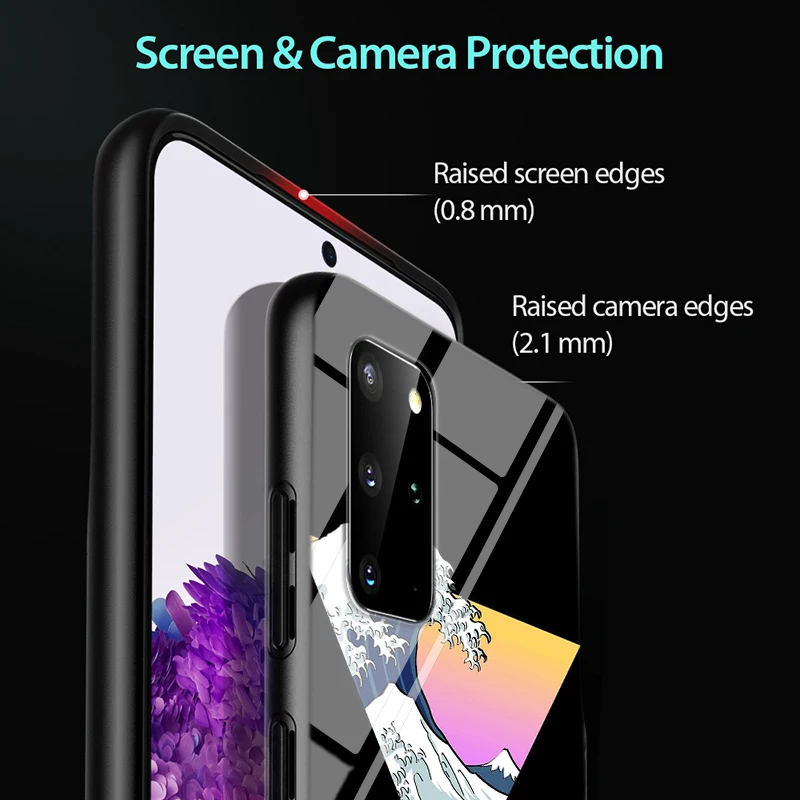 

Japanese Wave Art for Samsung S20 Ultra Plus A91 A81 A71 A51 UW A41 A42 A31 A21 A21S A11 5G Bright Black Phone Case