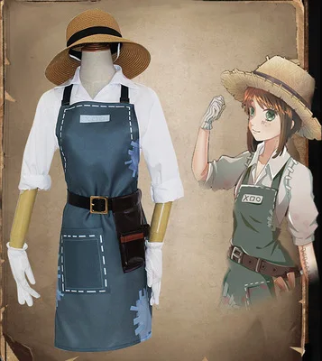 Anime game Identity V cosplay gardener Emma Woods New skin Skirt hat white gloves wig women halloween costume |