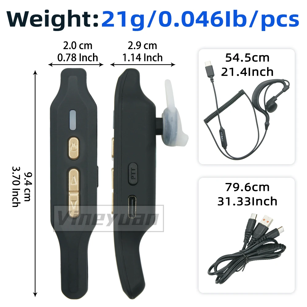 2021 НОВЫЙ комплект из 2 мини-наушников Vineyuan с ушным креплением USB Type-C