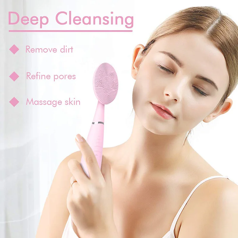

Facial Cleansing Brush Silicone Sonic Face Cleaner USB Rechargeable Wave Vibration Cleaning Instrument for Pore Cleansing