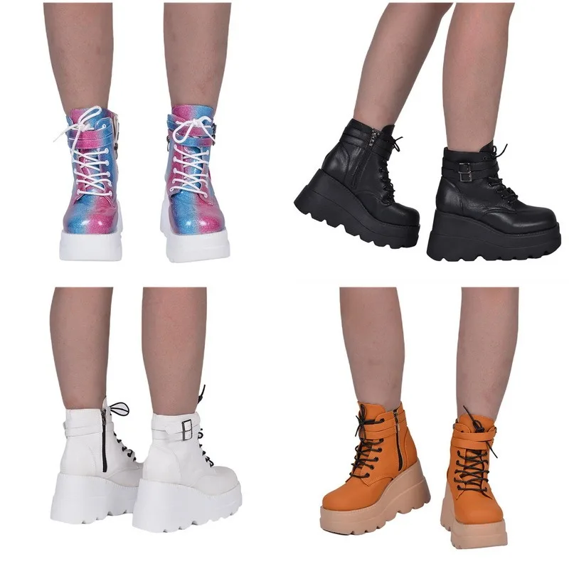 Женские ботильоны на платформе готические зеленого цвета высоком каблуке обувь