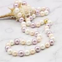 wholesale and retail new product beautiful noble 8mm mixed color ball shell pearl long necklace diy christmas gifts 18inch sd338