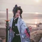 Аниме Demon Slayer Kimetsu No Yaiba Косплей костюмы Kochou Shinobu женское кимоно для вечевечерние на Хэллоуин