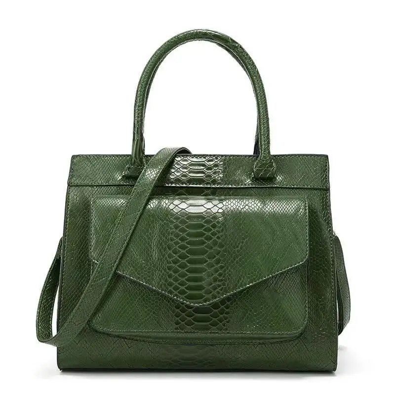 Змеиная кожа, женские сумки через плечо, коричневые, черные, роскошные женские сумки, дизайнерская Повседневная сумка для покупок с сумочкой Bolsas - Цвет: green