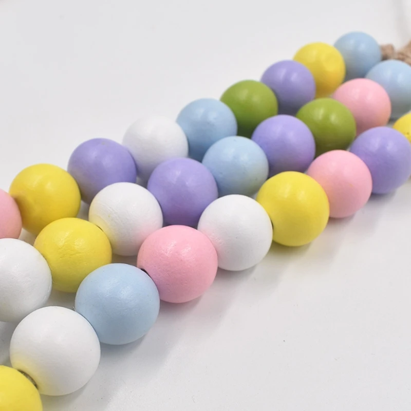 

5pcs happy easter decoration household wooden ornaments easter party supplies closet door handle decoration pacifier chain