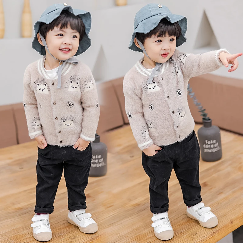 Кардиган для мальчиков вязаные свитера коллекция 2019 года детский пуловер в