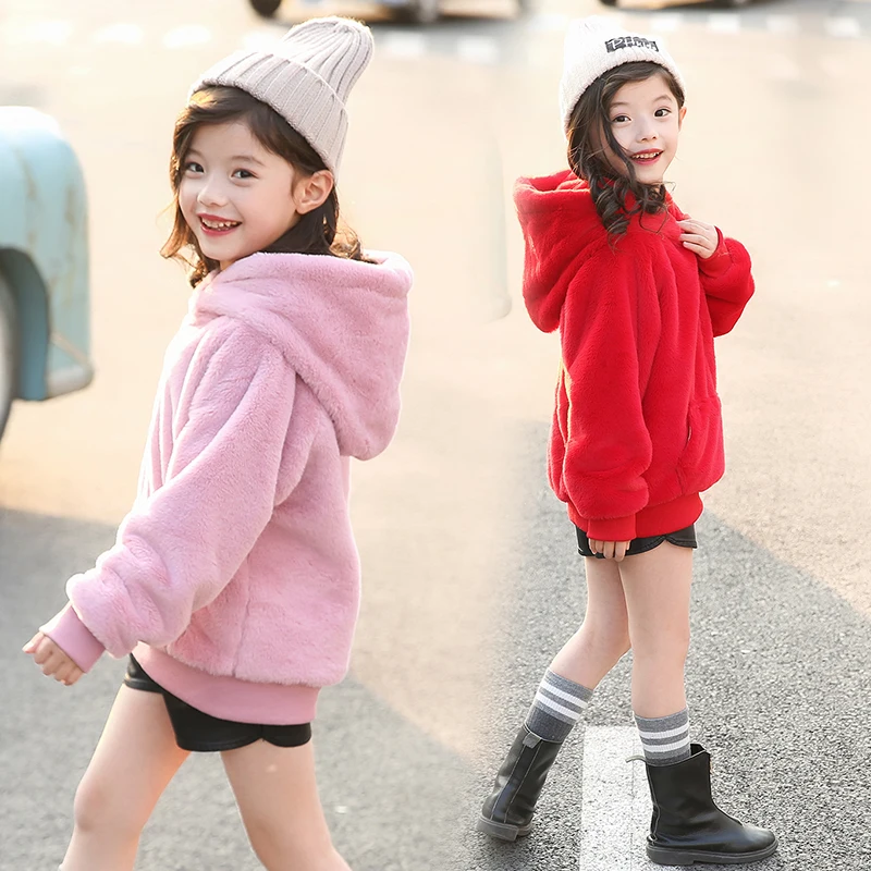 Новые зимние модные толстовки с капюшоном для девочек хлопковые теплые детские