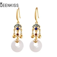 kissflower er160 fine jewelry wholesale fashion woman bride girl birthday wedding gift vintage round 24kt gold drop earrings