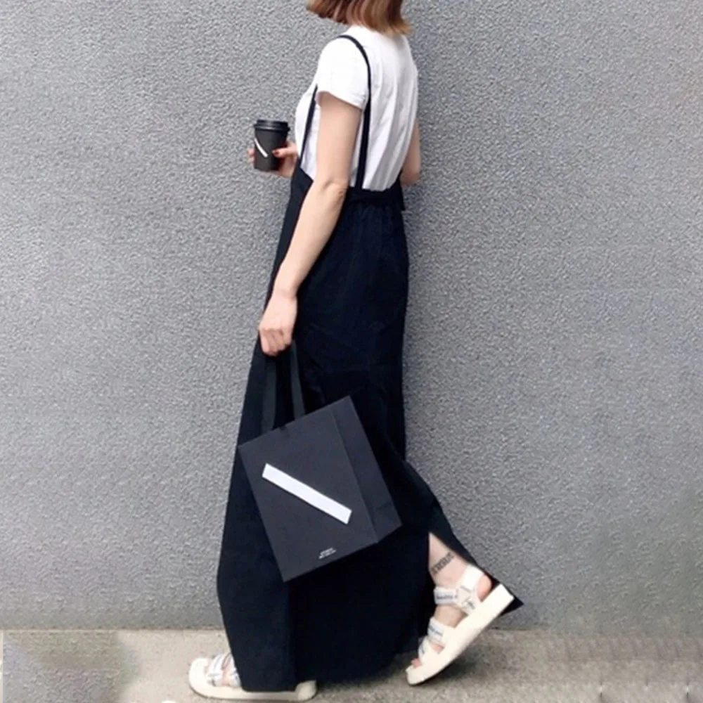 Женское офисное платье Черное длинное Повседневное с высокой талией и разрезом