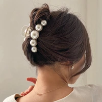 aomu 2020 new hyperbole big pearls acrylic hair claw clips big size makeup hair styling barrettes for women hair accessories
